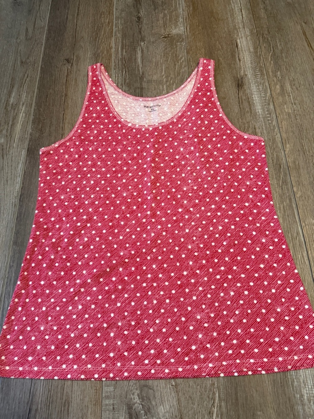 Relativity Red-Pink Polka Dot Scoop Neck Tank